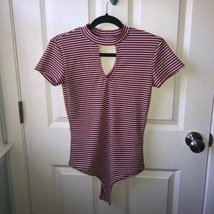 Red and white striped bodysuit